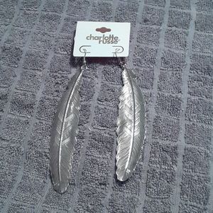 Silver feather earrings